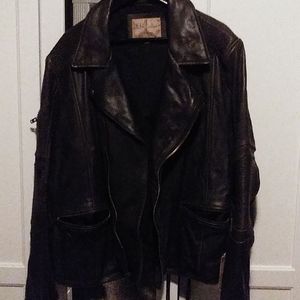 Leather bomber jacket